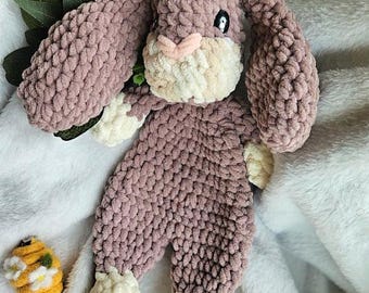 Manta de conejito de ganchillo: manta de seguridad de chenilla, colores personalizados