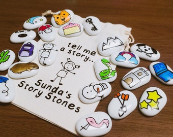 Piedras de cuentos personalizadas: regalo educativo para niños con bolsa personalizada