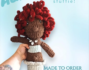 Aaliah - Muñeca de sirena hecha a mano, peluche de crochet, muñeca de peluche