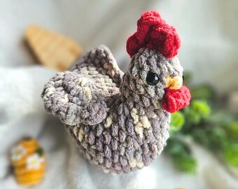 Pollo de peluche tejido a mano: peluche estilo granja