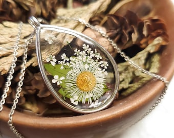 Pressed Wildflower Resin Necklace