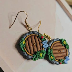 Handmade polymer clay earrings- Hobbits Hole