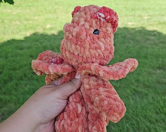 Dinosaurio de peluche de ganchillo hecho a mano: peluche de chenilla suave