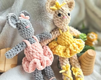Ratoncitos de peluche hechos a mano con forma de bailarina: muñecos de peluche originales
