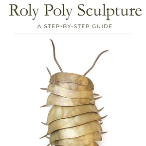 May include: A detailed sculpture of a roly-poly bug, crafted from layered, metallic material. The sculpture has a segmented body with multiple layers, and the text "Roly Poly Sculpture" and "A Step-By-Step Guide" are at the top.