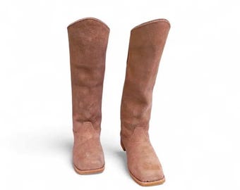 Botas de cuero hechas a mano estilo Guerra Civil - Botas militares de cuero rugoso - Botas de caballería con punta cuadrada para recreación histórica - Botas altas de montar para hombre.