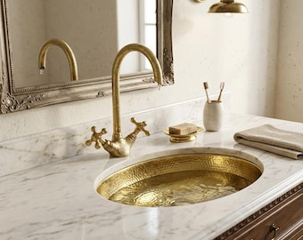 Unlacquered Brass Faucet – Gooseneck Bathroom Vanity Sink Mixer Tap