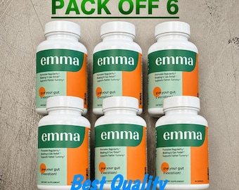PACK DE 6 Cápsulas Emma: Suplemento para la salud intestinal, apoyo digestivo, estimulante del metabolismo, fórmula antioxidante (60 cápsulas)