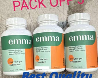 Suplemento Emma para la salud intestinal (paquete de 3, 180 cápsulas) – Favorece la digestión, alivia la hinchazón y ayuda a tratar el síndrome del intestino permeable.