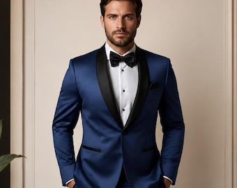 Men’s Royal Blue Tuxedo Suit – Luxury Slim Fit Wedding & Prom Dinner Jacket Set