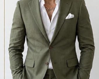 Men’s Olive Green Suit Set – Tailored Wedding, Groom & Formal Wear