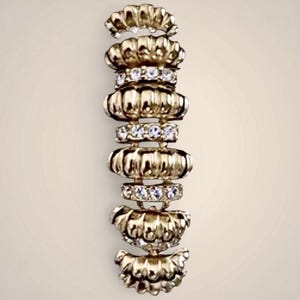 JBK Camrose & Kross Gold Gerippt Kristall Halskette Armband Set Jackie Kennedy Bild 8