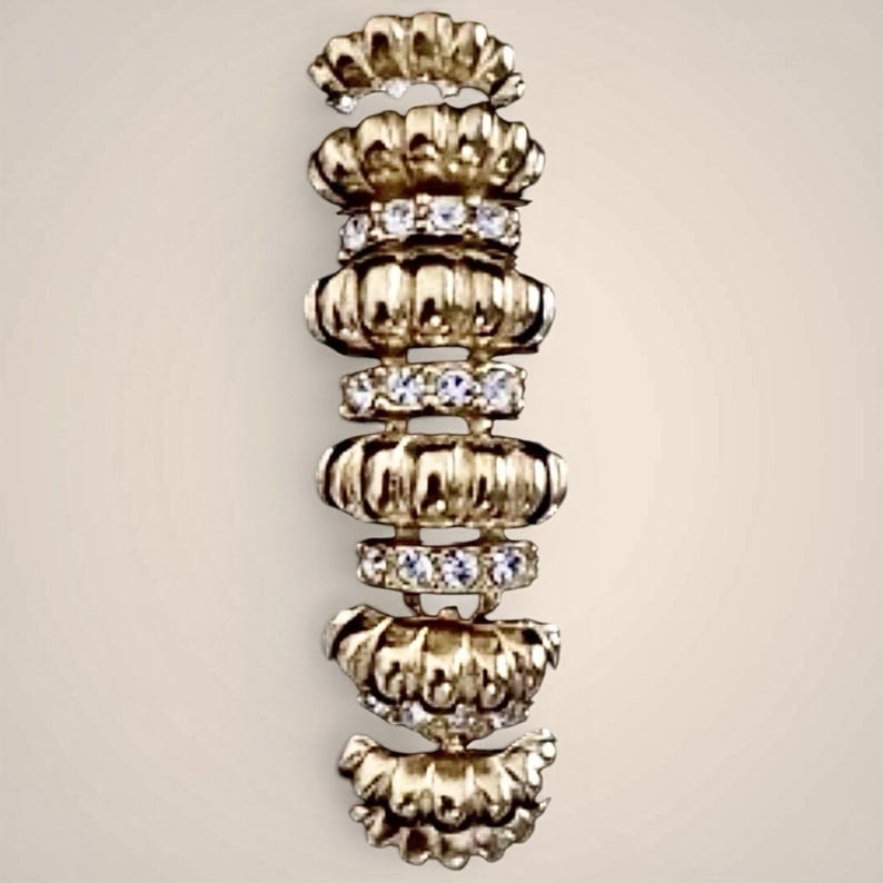 JBK Camrose & Kross Gold Gerippt Kristall Halskette Armband Set Jackie Kennedy Bild 8