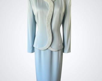 Vintage blauw rokkostuum met kralen voor 12 bruidsjurken formele satijnen set