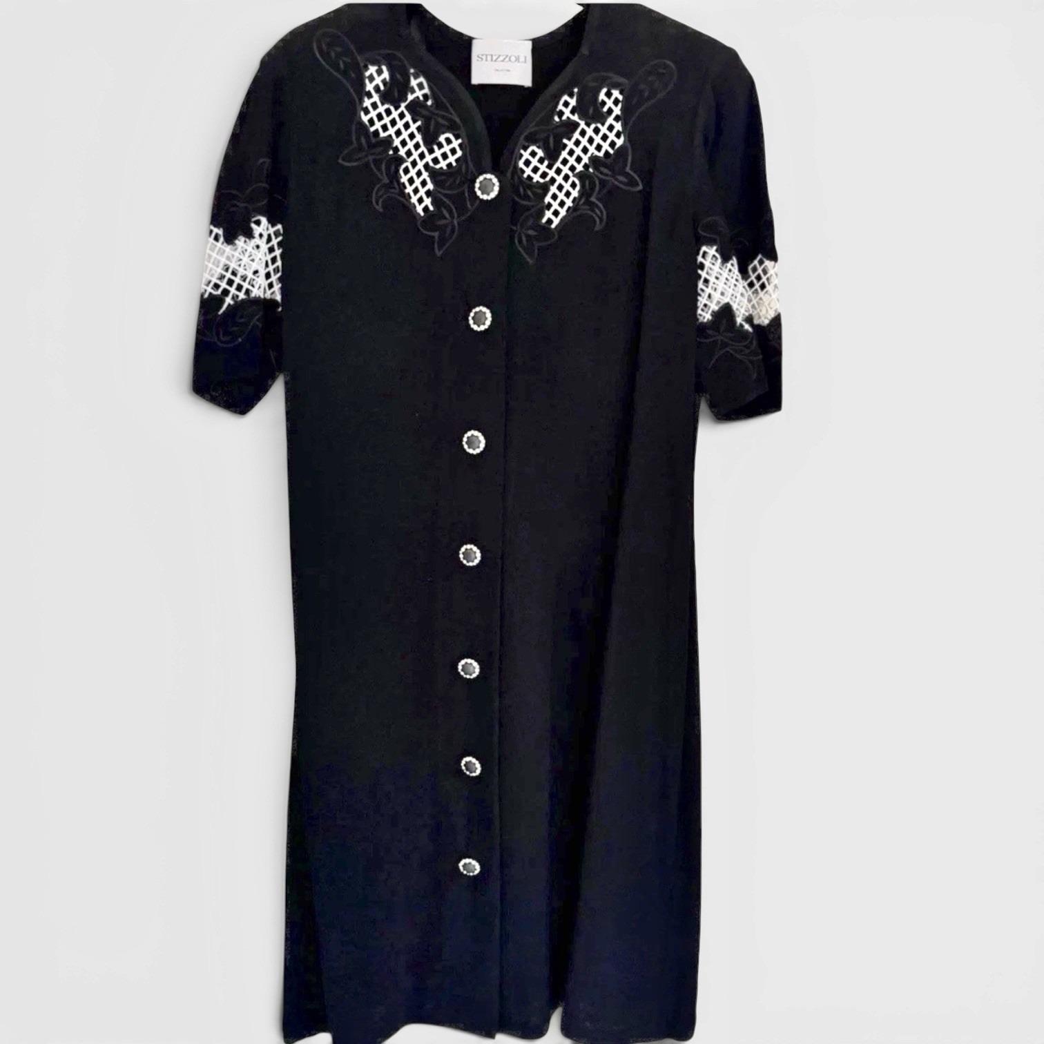 knee length dresses for ladies Italian Summer Tie Neck Midi Dress Black main image 0
