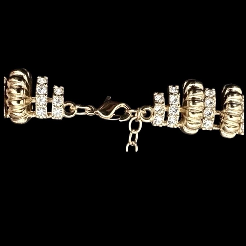 JBK Camrose & Kross Gold Gerippt Kristall Halskette Armband Set Jackie Kennedy Bild 6