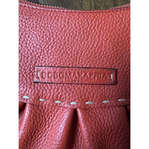 BCBG Max Azria Pebbled Leather Handbag Orange Top Handle Satchel Purse image 1