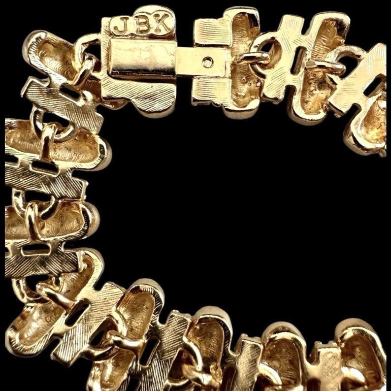 JBK Camrose & Kross Gold Gerippt Kristall Halskette Armband Set Jackie Kennedy Bild 5