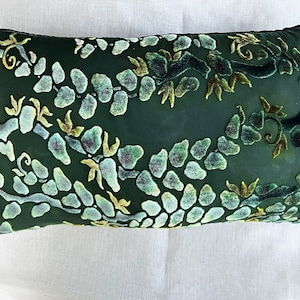 Silk Velvet Decorative Accent Throw Pillow with Hand Painted Boho Style. Ombré Solid Reverse. Washable. 12&quot;x20&quot;