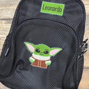Personalized Alien Mesh Backpack, Custom Name Clear School Bag, Space Character Kids Backpack, Cute Green Alien Bookbag, Back to School Gift
