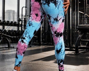 Tie Dye Yoga Pants Women | Colorful Stripe Fitness Leggings | Creative Gym Workout Leggings Gift