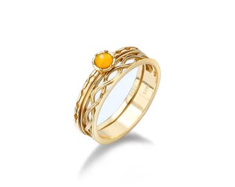 Anel feminino com opala, prata 925, banhado a ouro 14 quilates.