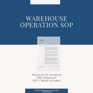 Procedimiento operativo estándar (SOP) para operaciones de almacén / Entrada, salida y almacenamiento de mercancías / Cumple con la normativa HSE / Reino Unido / Descarga instantánea