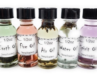 Elemental Oils kit for Earth Air Fire Water & Spirit