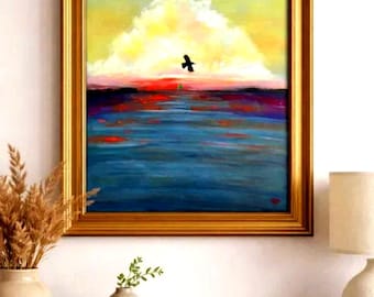 Tot de zomer - origineel landschap in gemengde technieken op katoenen canvas 40 x 50