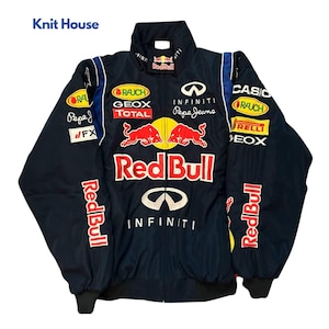 Jaqueta Red Bull Racing F1, estilo vintage, bomber bordada, azul marinho, unissex, streetwear Y2K.