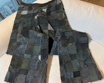 Vintage Henry Duarte Handsewn Patchwork Lambskin Leather Pants Y2K Designer Archive Piece Size 0-2