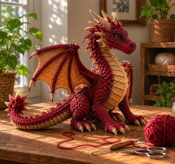 Crochet Dragon Pattern PDF, Amigurumi Fantasy Plush Digital Download