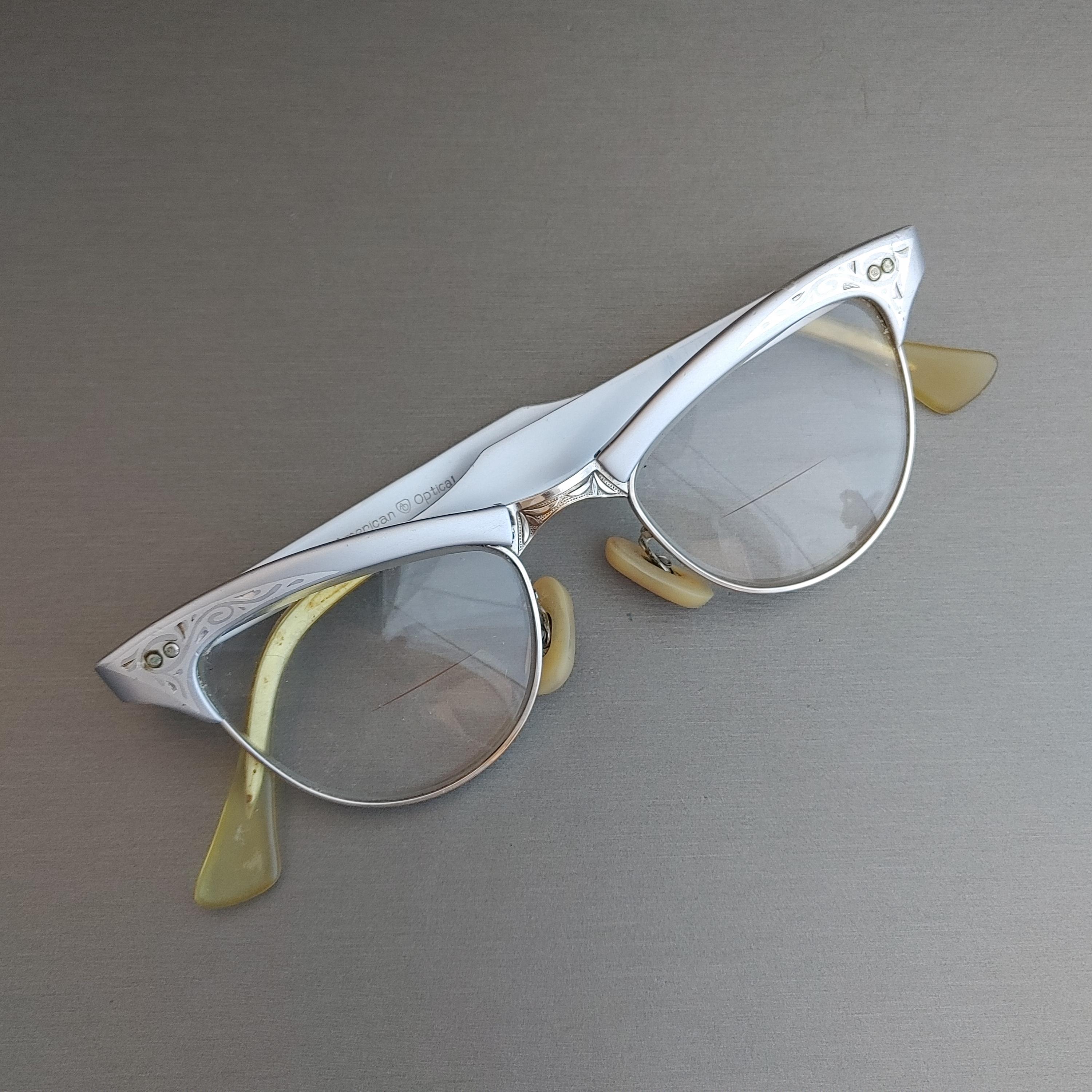 Vintage Silver Cat Eye Glasses 1/10 12K Gold Filled Frame American Optical American Optical Vintage Cat Eye 1/10 12K Gold Filled  main image 2