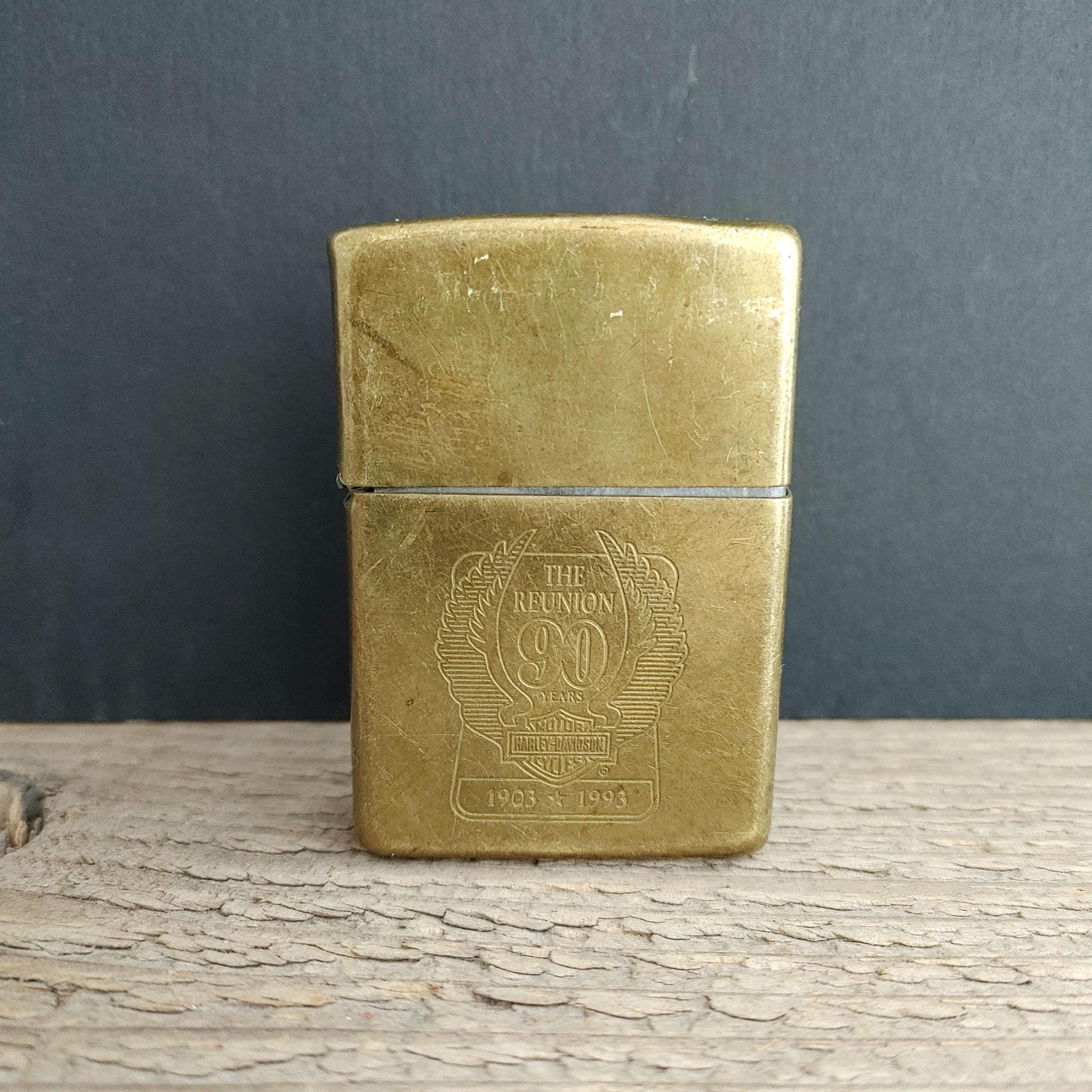 Harley Davidson Brass Zippo Lighter, the Reunion 90 Years, 1903 to