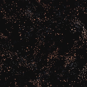 May include: A seamless pattern featuring a solid black background covered in a dense distribution of small, irregular paint splatters in shades of soft peach and muted charcoal gray, creating a textured, speckled effect across the entire surface.
