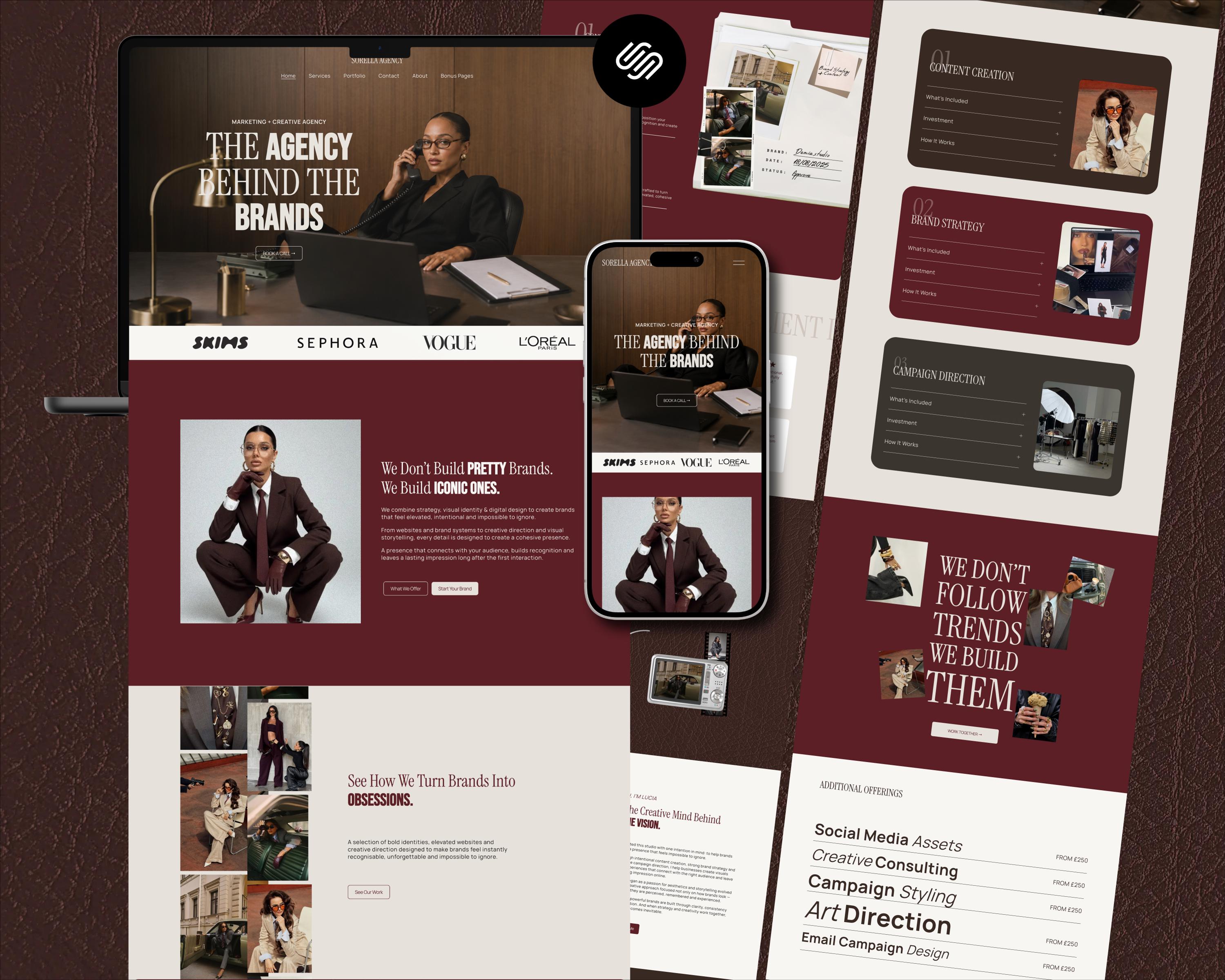 Bold Squarespace Template, Marketing Agencies & Virtual Assistants, Professional Website Design, Creative Businesses, Squarespace 7.1