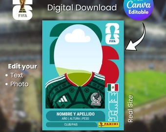 2026 World Cup Soccer Card Template | Personalized Album Graphic (Digital Download)