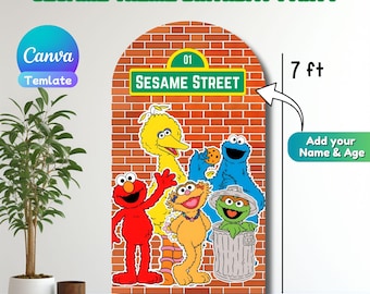 Sesame Street Birthday Arch Backdrop | Customizable Toddler Party Banner (4x7 ft Digital Download)