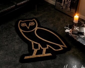 OVO Owl Tufted Rug | Drake Inspired Owl Area Rug | Machine Tufted Hype Decor | Streetwear Room Decor