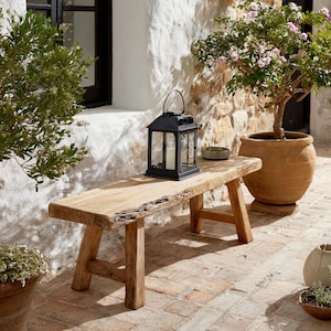 Handmade Live Edge Solid Wood Bench – Rustic Farmhouse Dining Furniture