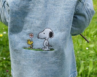 Veste en jean brodée Snoopy pour enfants (garçons et filles)