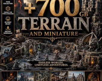 700GB Terrain & Miniature STL Bundle, Fantasy dnd Terrain, Castles, Dungeons, Ruins, RPG Scenery STL Pack Download