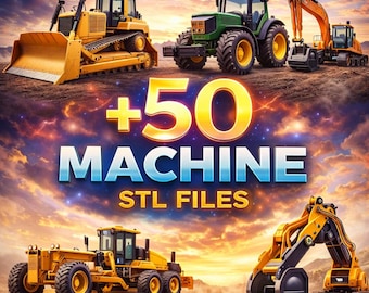 50 Construction Vehicle STL Bundle | Excavator, Tractor, Bulldozer & Heavy Machine 3D Print Files | STL Collection Download