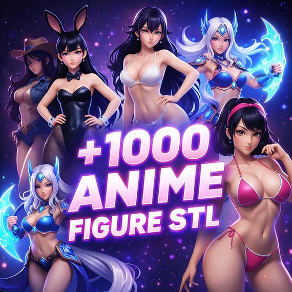 1000 Anime Figure NFSW STL Bundle – 3D Print Models – High Quality Collection – Instant Download – Anime Characters STL Pack