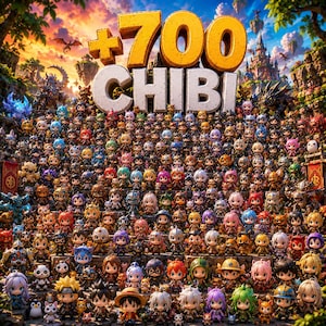 700 Chibi STL-paket | Söta Anime Chibi 3D-modeller | Kawaii Minifigur STL-filer | 3D-utskrivbar Chibi-samling | Direktnedladdning