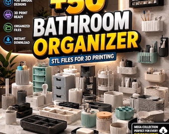50 Bathroom Organizer STL Bundle, Bathroom Storage STL Files, 3D Printable Bathroom Accessories, Vanity Organizer, Instant Download STL Pack