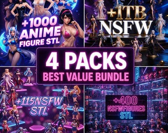 4-in-1 Anime Figure STL Bundle, 2TB+ Collection, 2000+ NSFW Fantasy Models, 3D Print Files, Digital Download, Best Value Pack