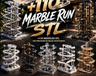 110+ Marble Run STL Files Bundle | 3D Printable Marble Tracks | Gravity Maze Collection | Mechanical Marble Machine Models Download STL Pack