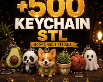 500 Keychain STL Bundle | Cute 3D Printable Keychain Files | Animal Food Fantasy Keychains | Mega STL Pack | Instant Download