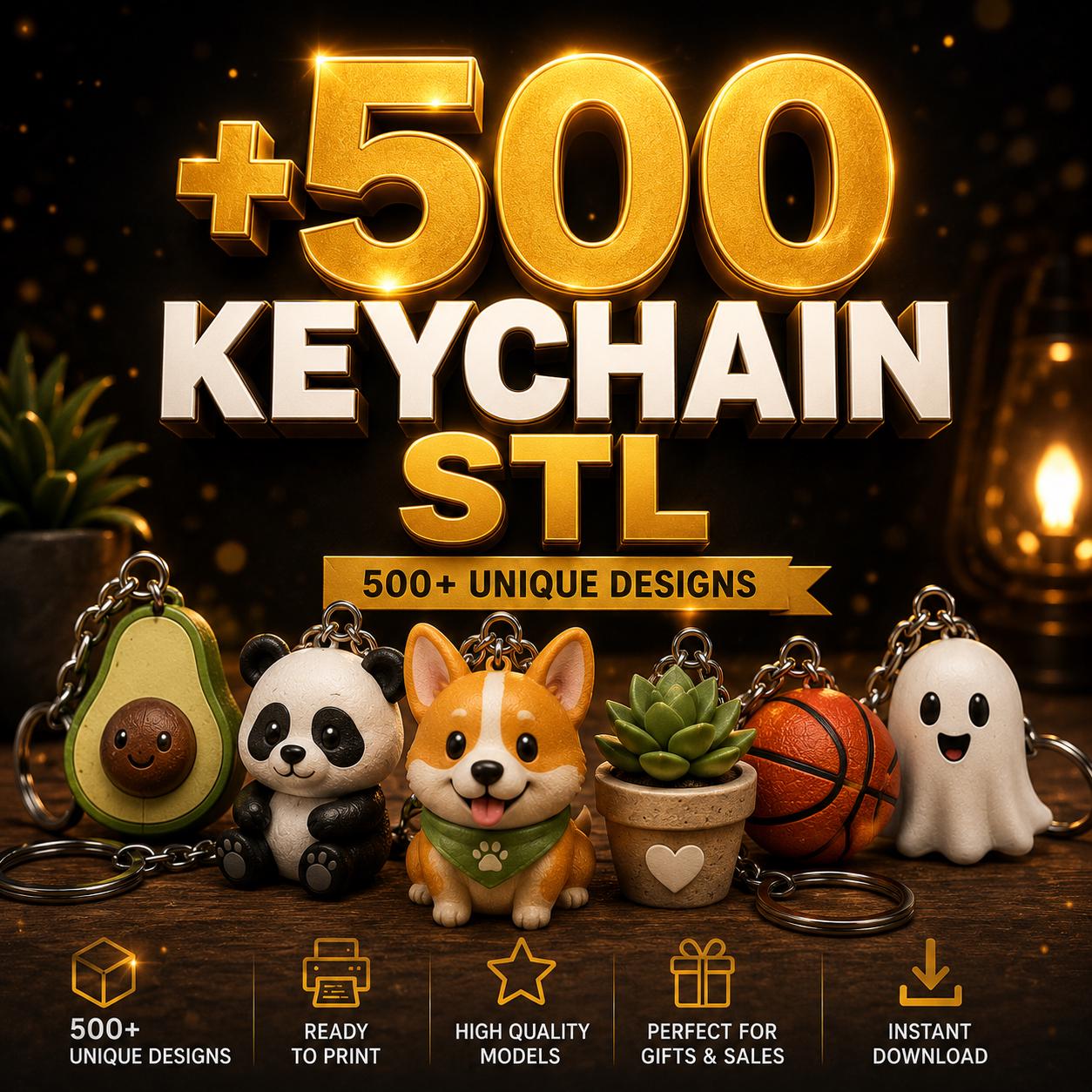 Key Chain File 500 Keychain STL Bundle | Cute 3D Printable Keychain Files | Animal ...